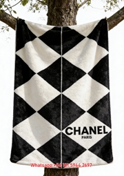 Chanel Paris Diamond Check Flannel Throw Blanket IMG_6870
